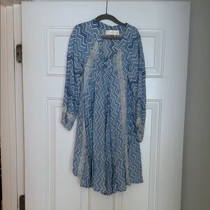 Natalie Martin Blue and White Long Sleeve Dress Girls XL